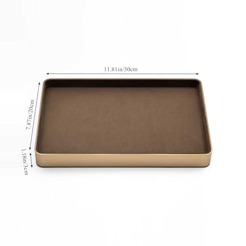 KOLOKAL Metal Jewelry Tray, Valet Tray, Bedside Table and Desktop Organizer. It is Stackable and can be Used to Display Watches, Rings, Earrings and Bracelets(Brown)
