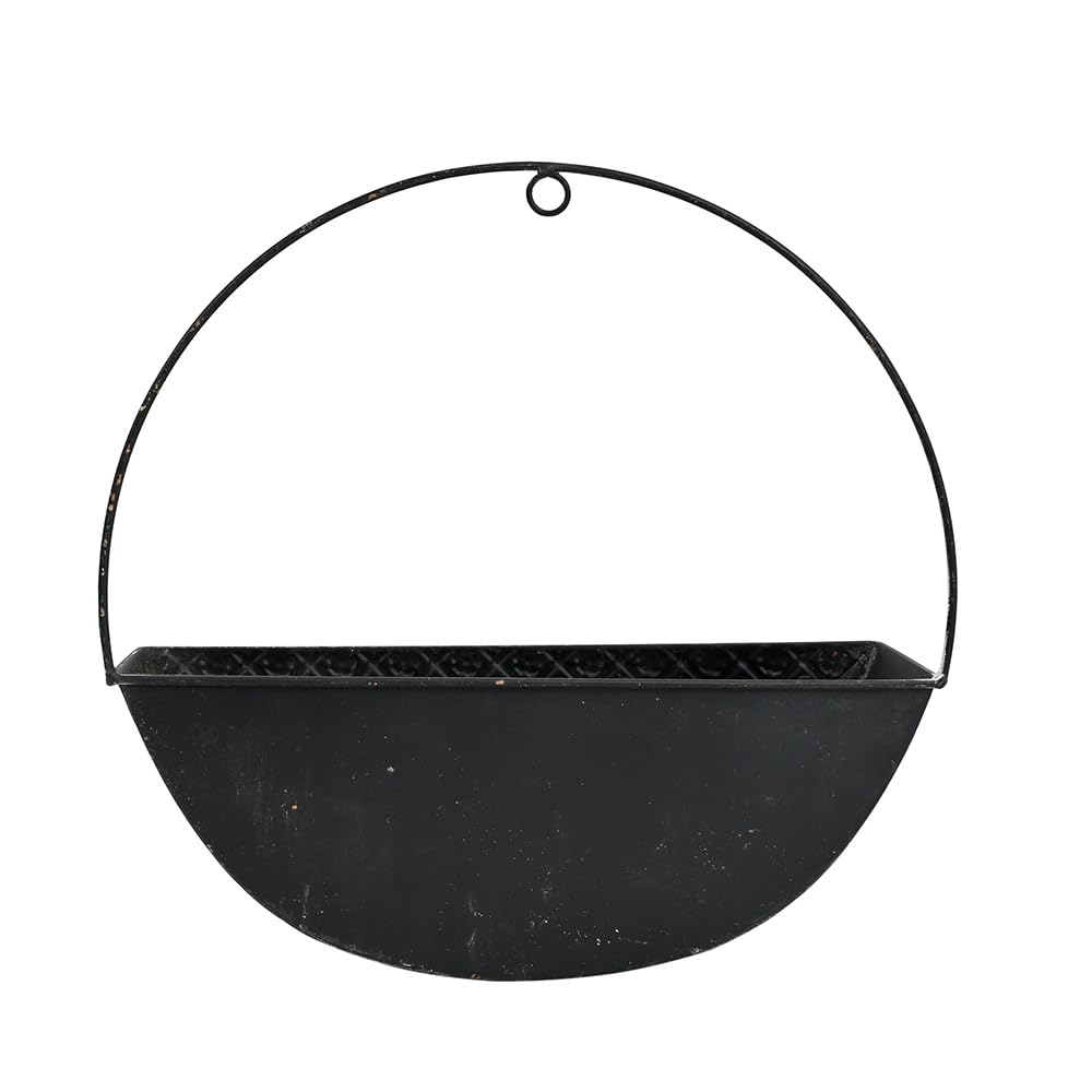 Chadechimo 2-Piece Black Metal Planter Wall Hanging Baskets Decor Half-Moon Wall Mount Planter Set for Shabby Chic Farmhouse Outdoor Indoor Wall Decor