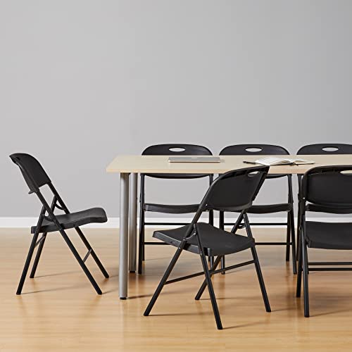 Amazon Basics Sturdy Foldable Plastic Chair, Portable, 350-Pound Capacity, Black, 6-Pack