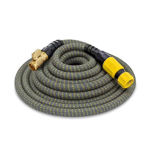 HydroTech 100 ft Expandable Garden Hose with Patented Force Control Technology - 5/8" No-Kink Flexibility, Lightweight Hose for Lawn, Garden, Car Washing, Deck and Patio Cleaning