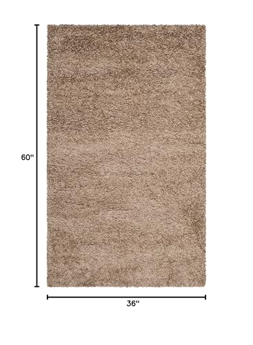 SAFAVIEH Milan Shag Collection Area Rug - 3' x 5', Dark Beige, Solid Design, Non-Shedding & Easy to Clean, Plush Thick Pile, Ideal for Living Room, Bedroom (SG180-1414)