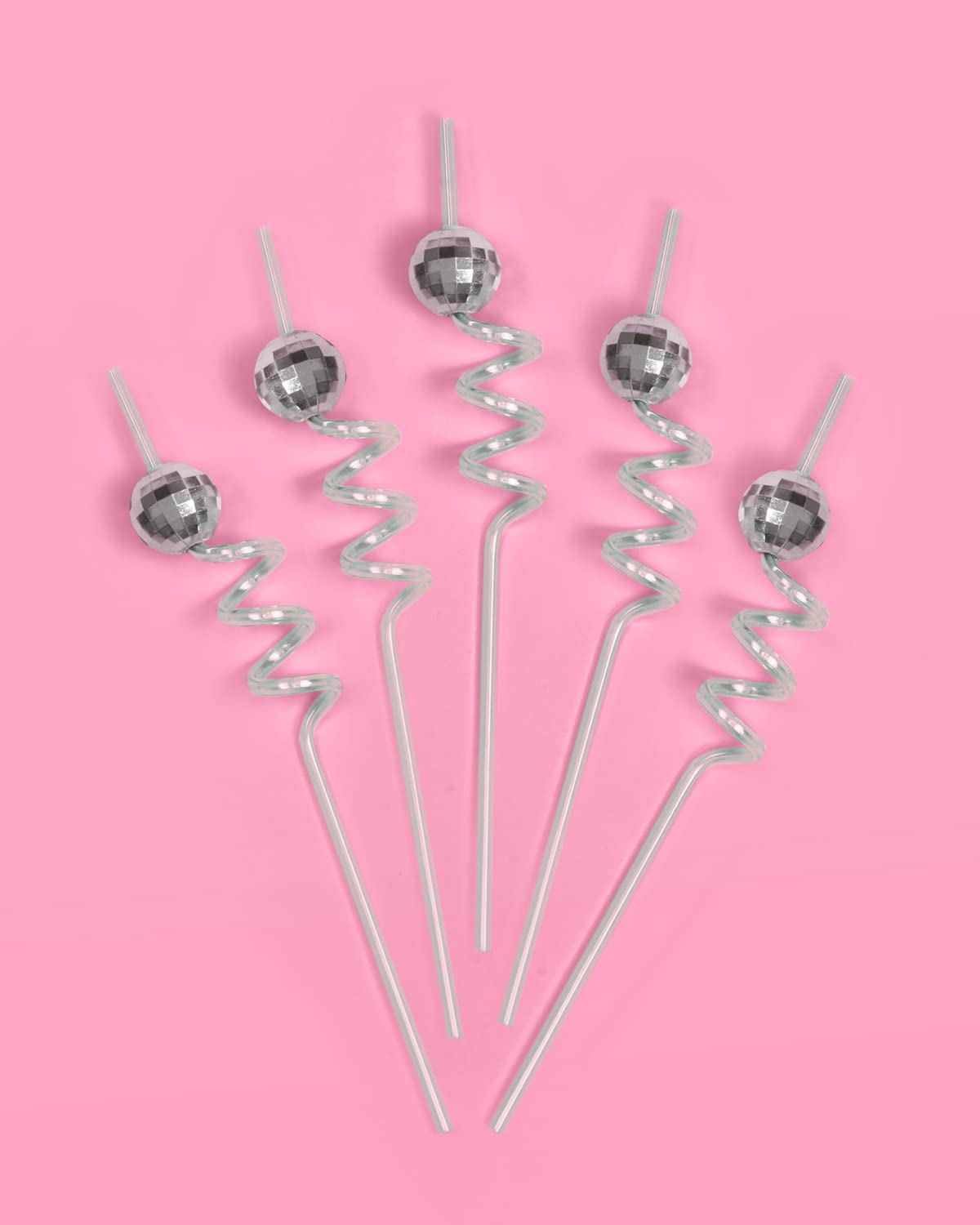 xo, Fetti Disco Ball Reusable Swirly Straw Set - 16 pc | Groovy Birthday Party Supplies, Last Disco Bachelorette Decorations, 70s, Space Cowboy