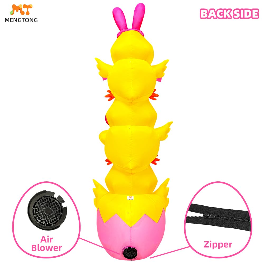7.1FT Easter Inflatable Outdoor Decoration Inflatable Three Chicks, Built in LED Lights Blow Up Yard Decoration for Lawn Garden Holiday Party