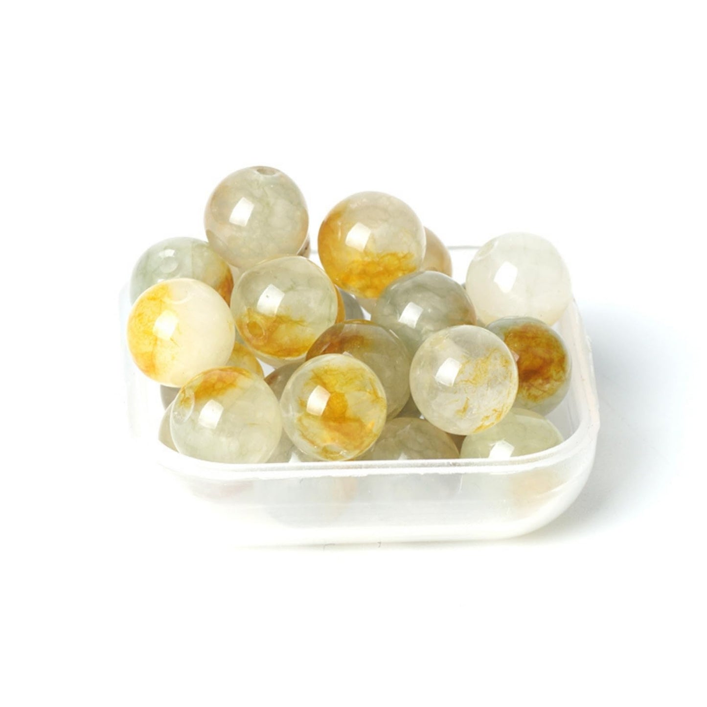 100Pcs Natural Stone 6mm Yellow Jasper Round Loose Gemstone Energy Healing Beads Hole Size 1mm DIY Smooth Beads for Bracelet Necklace Earrings Jewelry Making