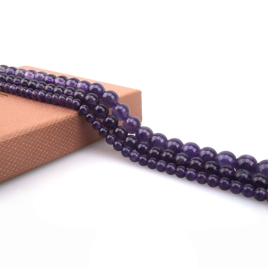 ICAI Beads 8mm Natural Amethyst Stone Round Loose Stone Beads for Jewelry Making DIY Crafts Design 1 Strand 15" APPR.43-45pcs