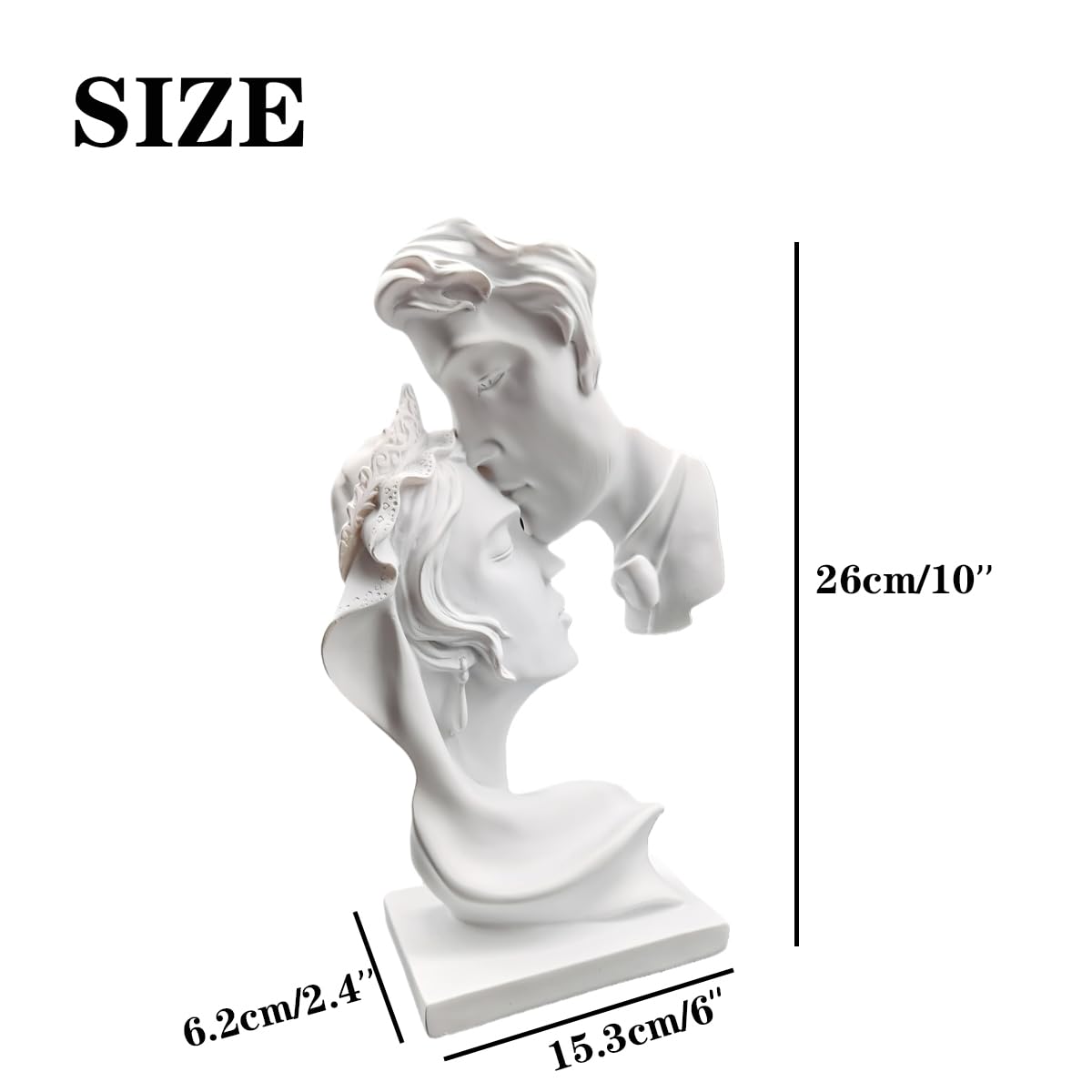 Yahu Lando Kiss Statues,Resin Statue Ornaments, Abstract Style Sculptures, Valentine's Day, Living Room Dining Desk Decorations,Bookshelf Decorative Objects,Modern Home Decor(White)