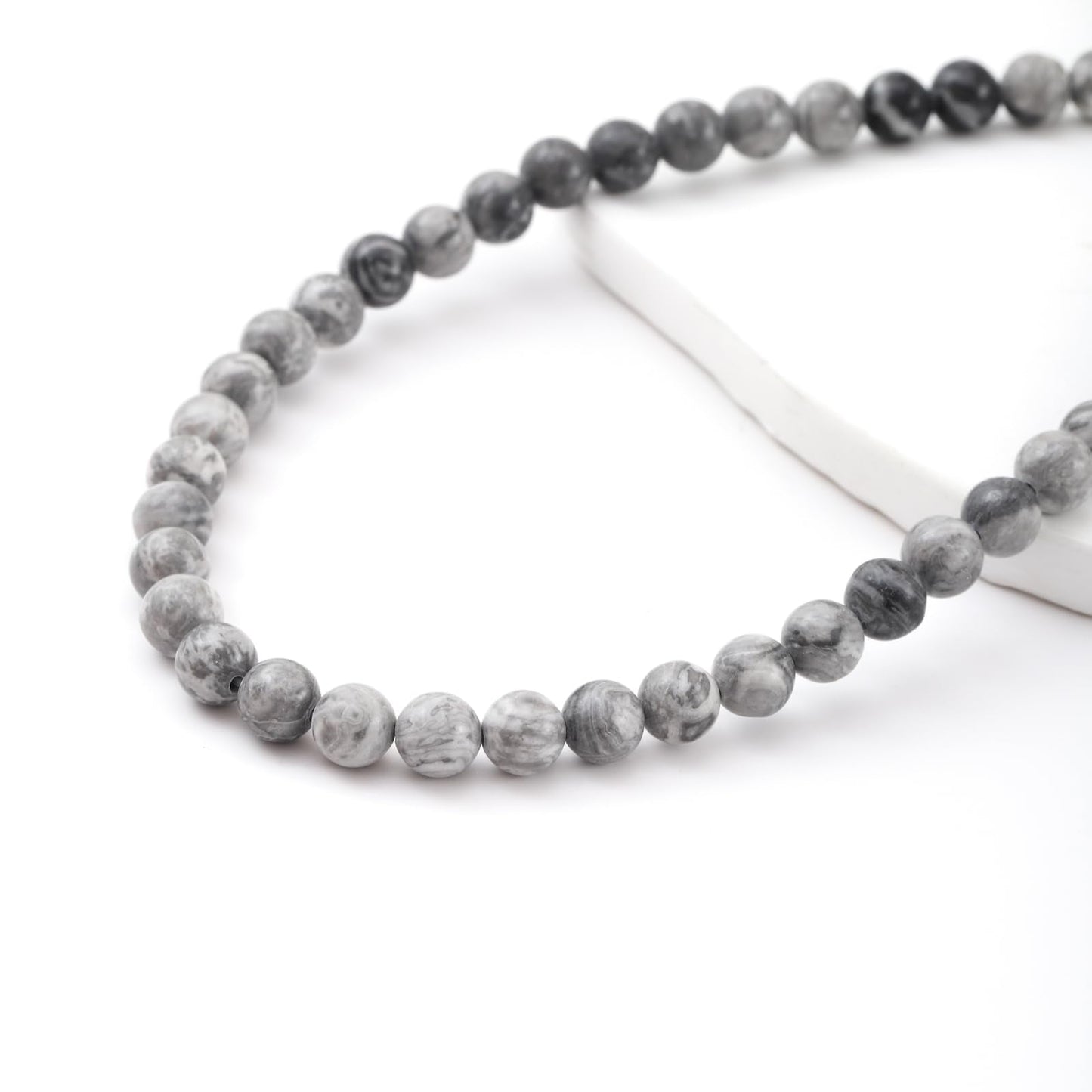 6mm 60pcs DIY Natural Map Stone Beads Round Healing Crystal Gemstone Loose Beads for Jewelry Making Handmade Bracelet Necklace