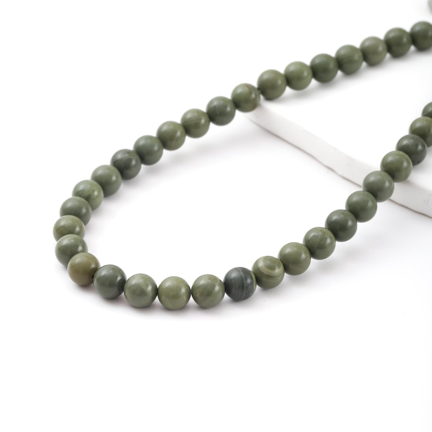 10mm 38pcs DIY Natural Green Tea Stone Beads Round Healing Crystal Gemstone Loose Beads for Jewelry Making Handmade Bracelet Necklace