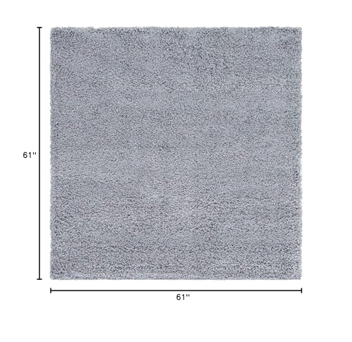 Unique Loom Solid Shag Collection Area Rug (5' 1" Square, Cloud Gray)