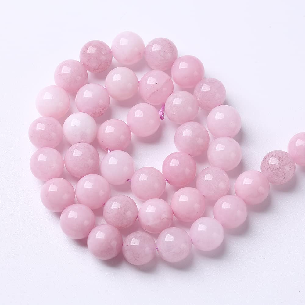 37pcs 10mm Natural Purple Kunzite Jade Stone Beads Round Loose Stone Beads for Jewelry Making DIY Bracelet Necklace Earrings 15" (Purple Kunzite, 10mm)