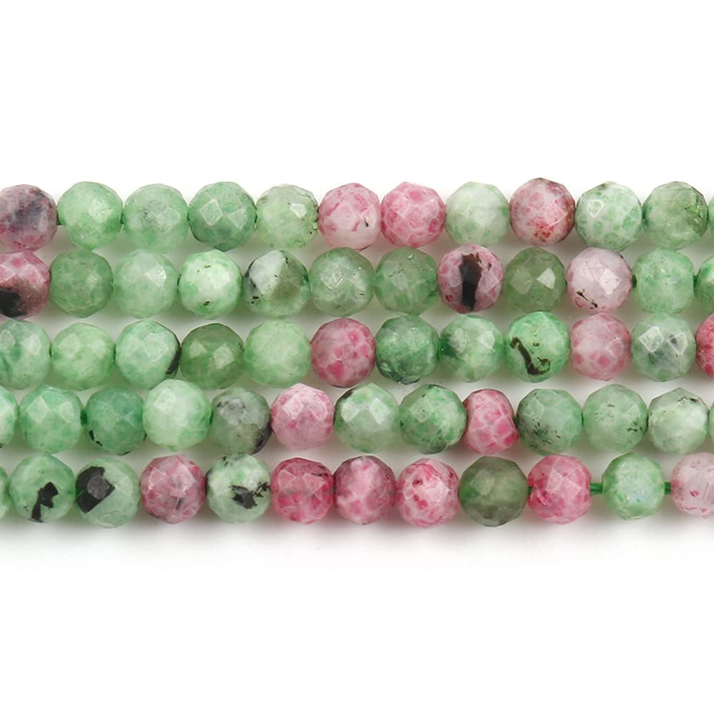 Song Xi 120pcs 3mm Natural Ruzy Zoite Gemstone Beads Faceted Round Loose Stone Beads for Jewelry Making