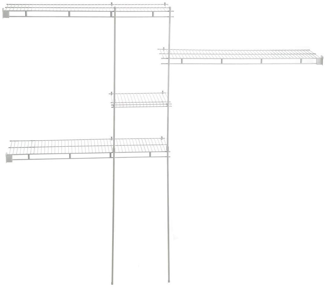 ClosetMaid Wire Closet Organizer System, Adjustable from 5 to 8 Ft., with Shelves, Hardware, Durable Steel, Fixed Mount Installation, White