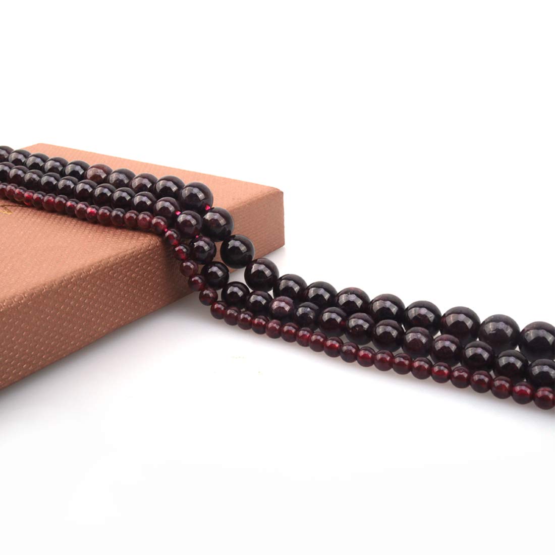 ICAI Beads 10mm Natural Garnet Gemstone Round Loose Stone Beads for Jewelry Making DIY Crafts Design 1 Strand 15" APPR.34-36pcs