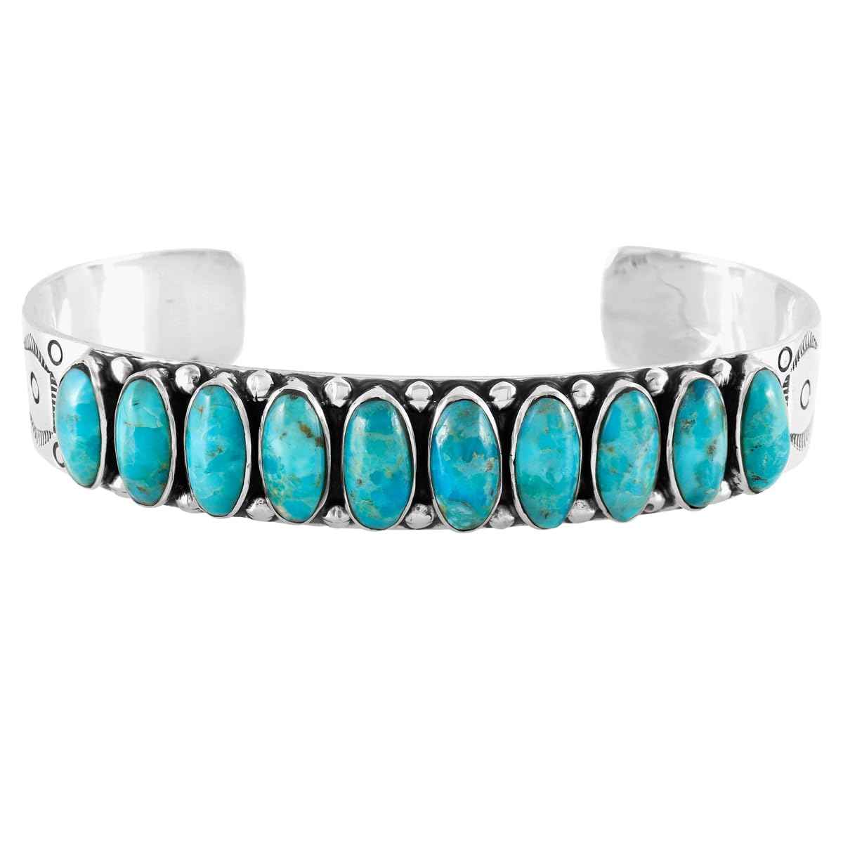 Turquoise Bracelet Sterling Silver 925 Genuine Turquoise Cuff Bracelet (Turquoise)