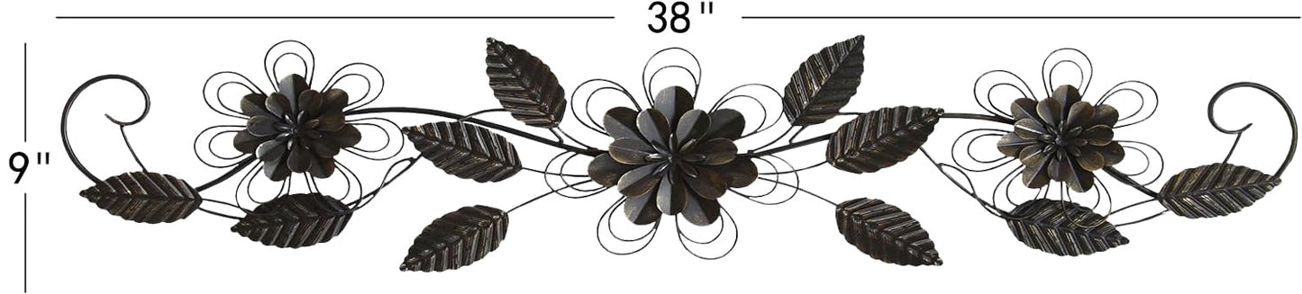 POBKING Enchanting Leaves Wall Art - Metal Leaves & Flowers Over Door, Black Metal, The Door Wall Decor