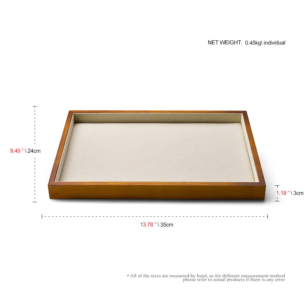 Oirlv Wood Flat Jewelry Tray Stackable Jewelry Drawer Organizer Showcase Jewelry Holder (Creamy-white flat tray)