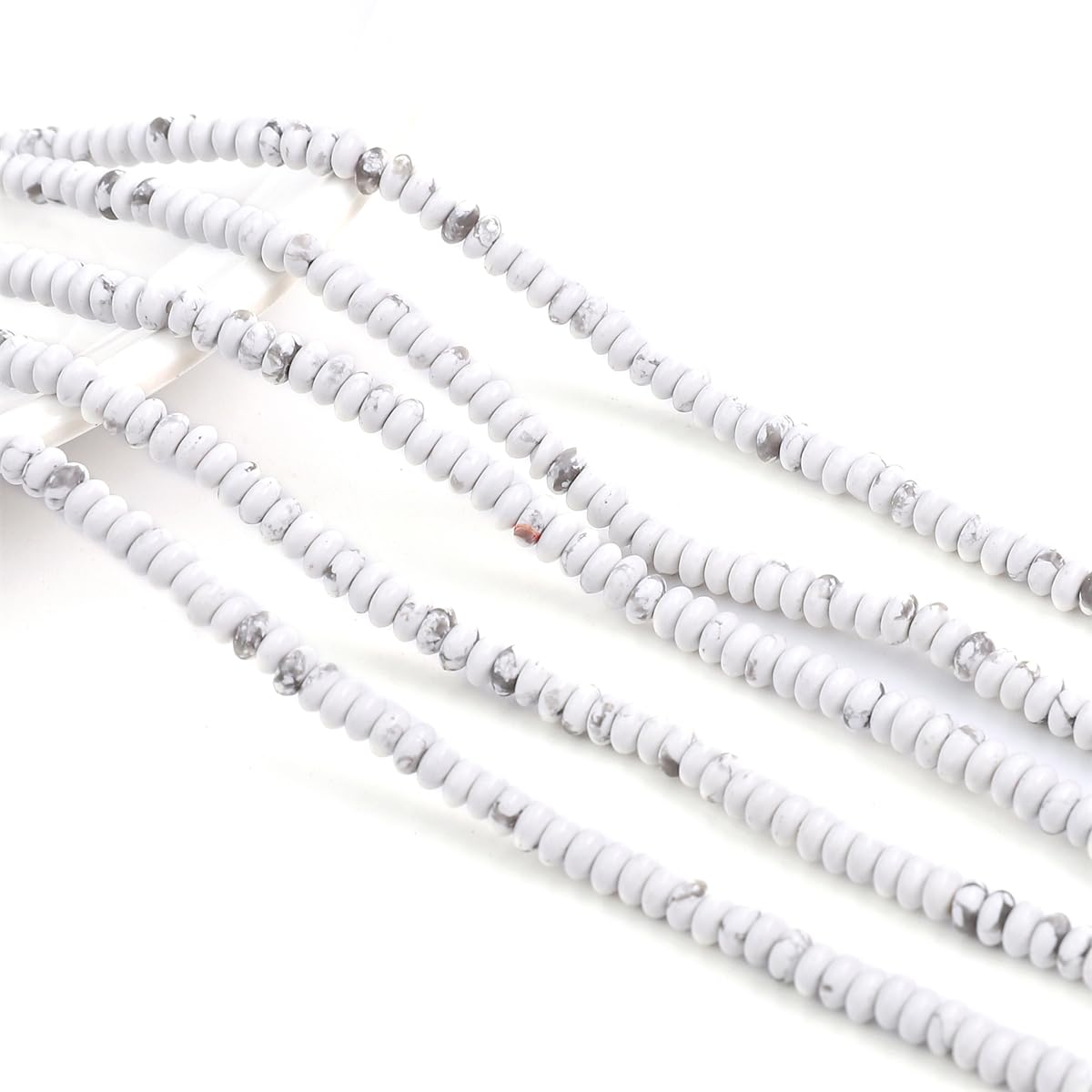 BEADIA Natural White Howlite Spacer Beads Caps Rondelle Disk Loose Beads for Beading Jewelry Making 4mmx2mm 38cm
