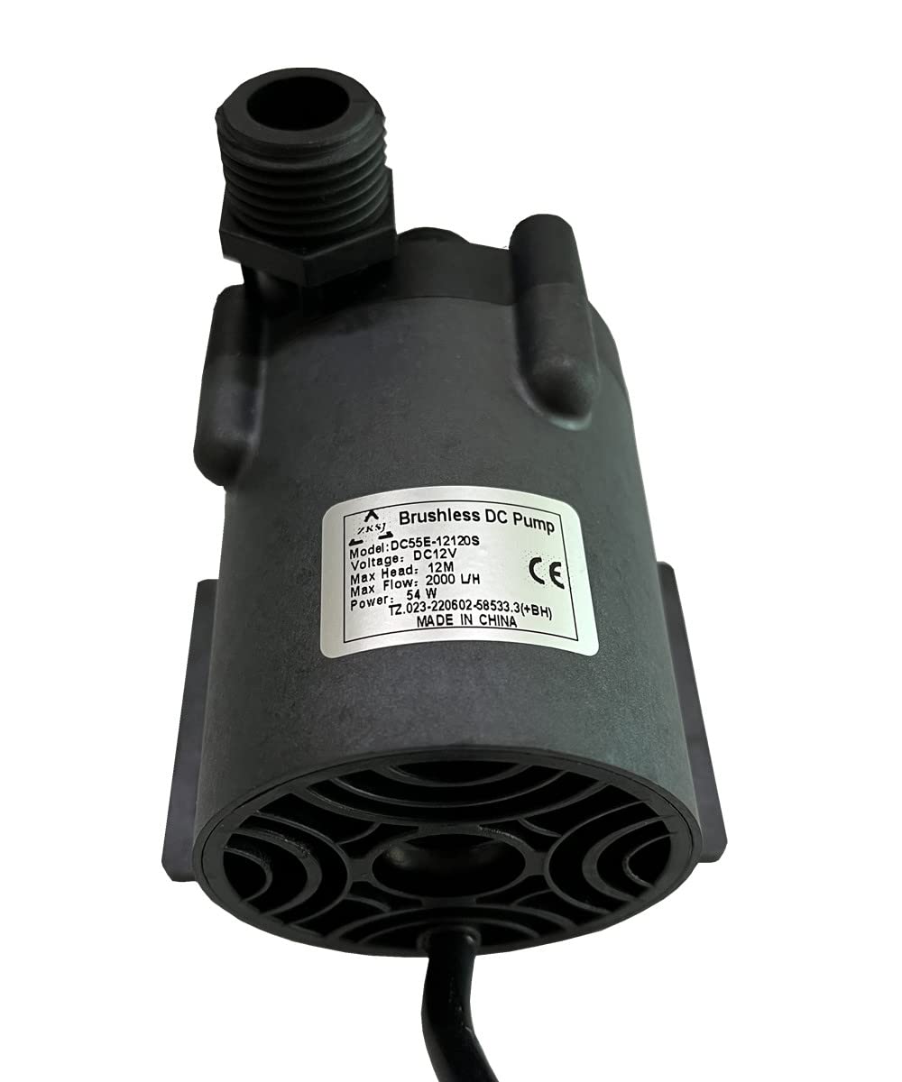 SHYSKY DC55E-12120S 12VDC Small Power efficient Brushless Water Pump 54W 12m 39ft 528GPH Flow Low Noise For Water Circulation Pressurization Cooling sys