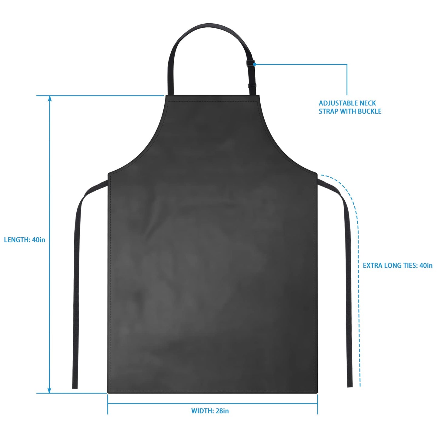 2 Pack Waterproof Rubber Vinyl Apron 40 Inch Chef Aprons for Men Heavy Duty Chemical Work Apron Extra Long Grilling Aprons with Adjustable Bib Apron for Dishwashing Lab Butcher Cooking Kitchen Black