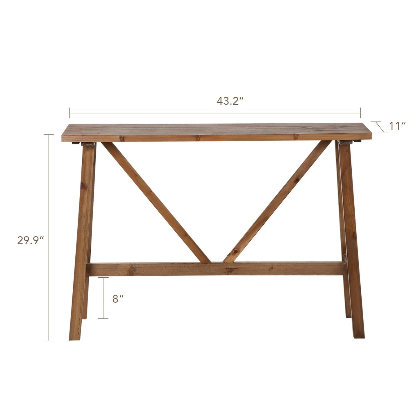 Wnutrees 43" Farmhouse Solid Wood Console Tables, Rustic Hallway Table, Solid Firwood Sofa Table for Entryway, Living Room, Easy Assembly, Natural