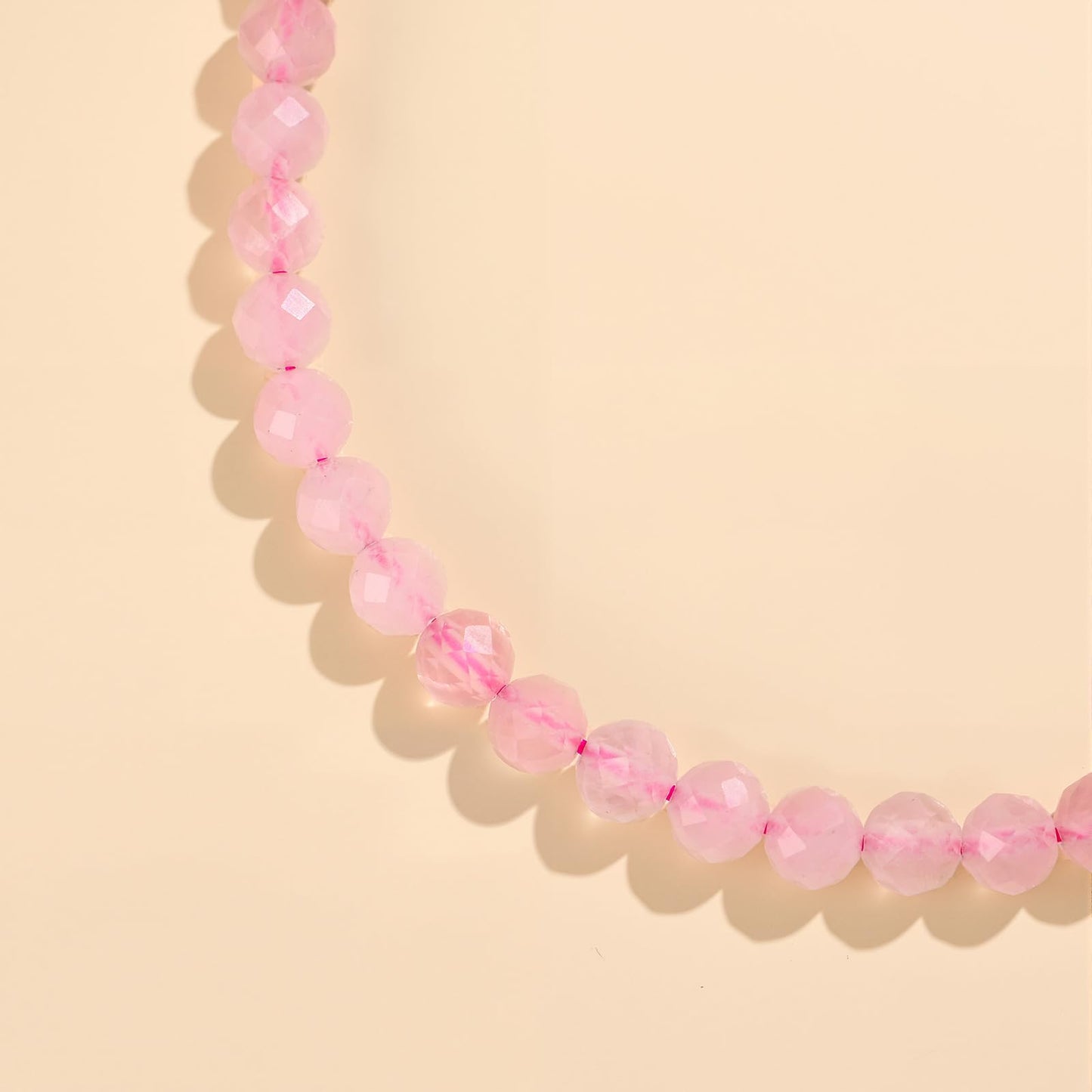 GolbalJew Natural Gemstone Beads Bracelets Healing Crystal Stone Beaded Bracelet for Women Men Handmade Spiritual Jewelry Gifts, 4mm Rose Quartz Faceted Round Beads