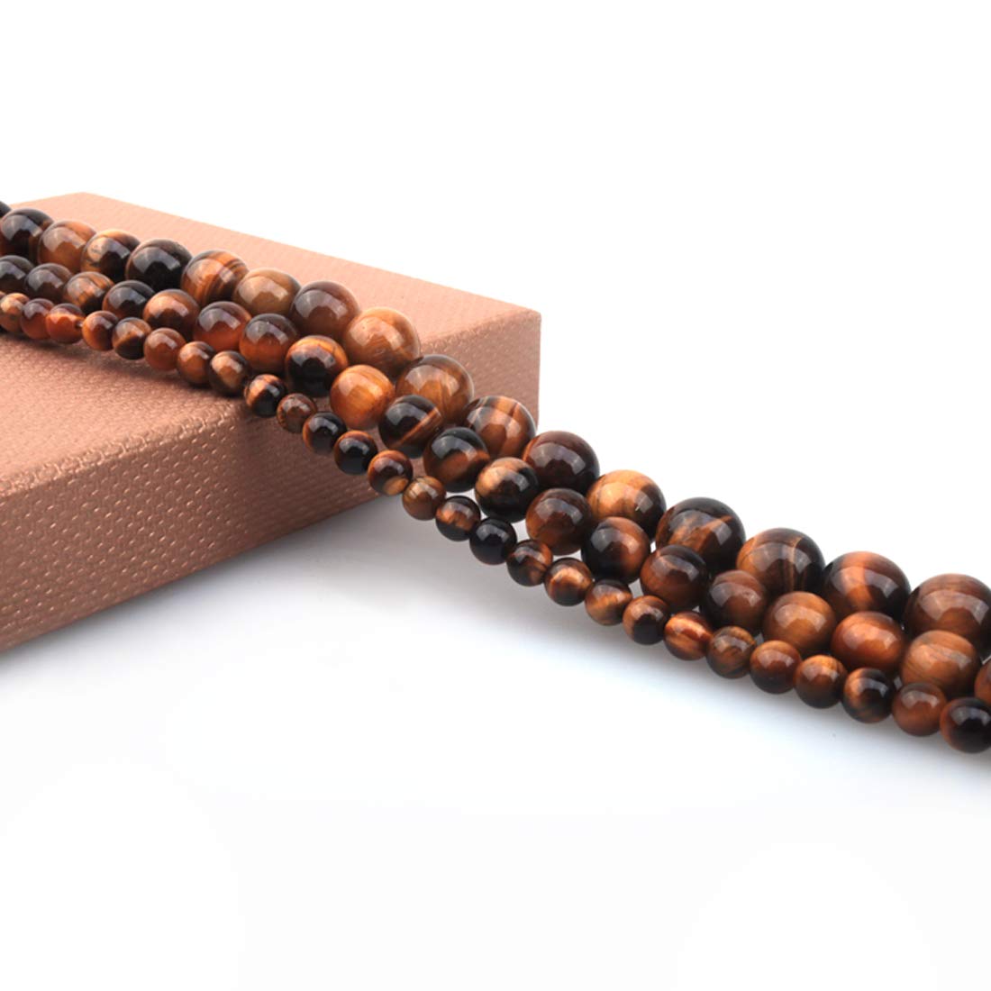 ICAI Beads 10mm Natural Tiger Eye Stone Round Loose Stone Beads for Jewelry Making DIY Crafts Design 1 Strand 15" APPR.34-36pcs