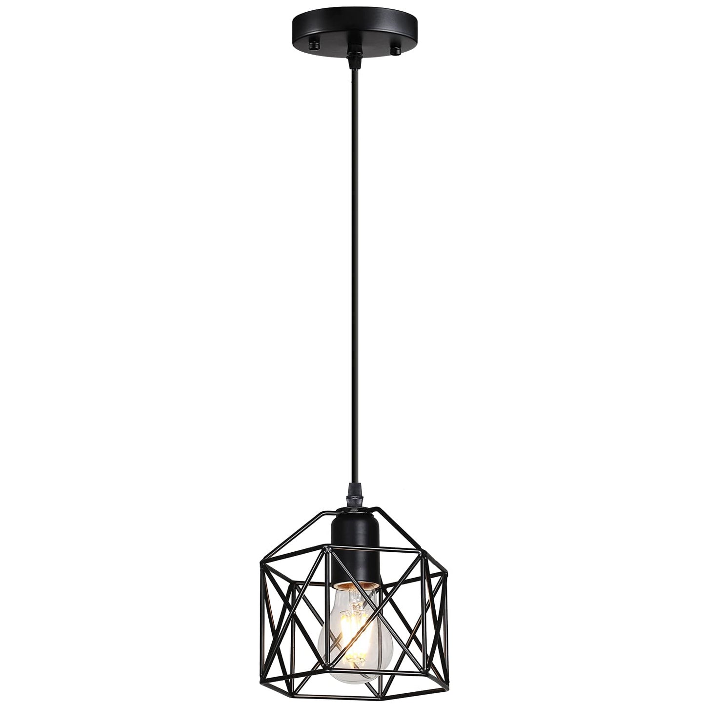 Laihezz 1-Light Vintage Hanging Light Pendant Light Fixture Farmhouse Basket Cage Hanging Ceiling Light with Metal Caged for Kitchen Island Dining Restaurant Room Hallway Hotel Bar…