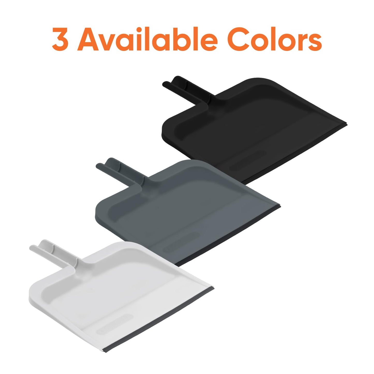 Superio Clip-On Dustpan with Rubber Lip - 10-inch Wide Durable Plastic Dust Pan with Comfort Grip Handle, White, 1-Pack