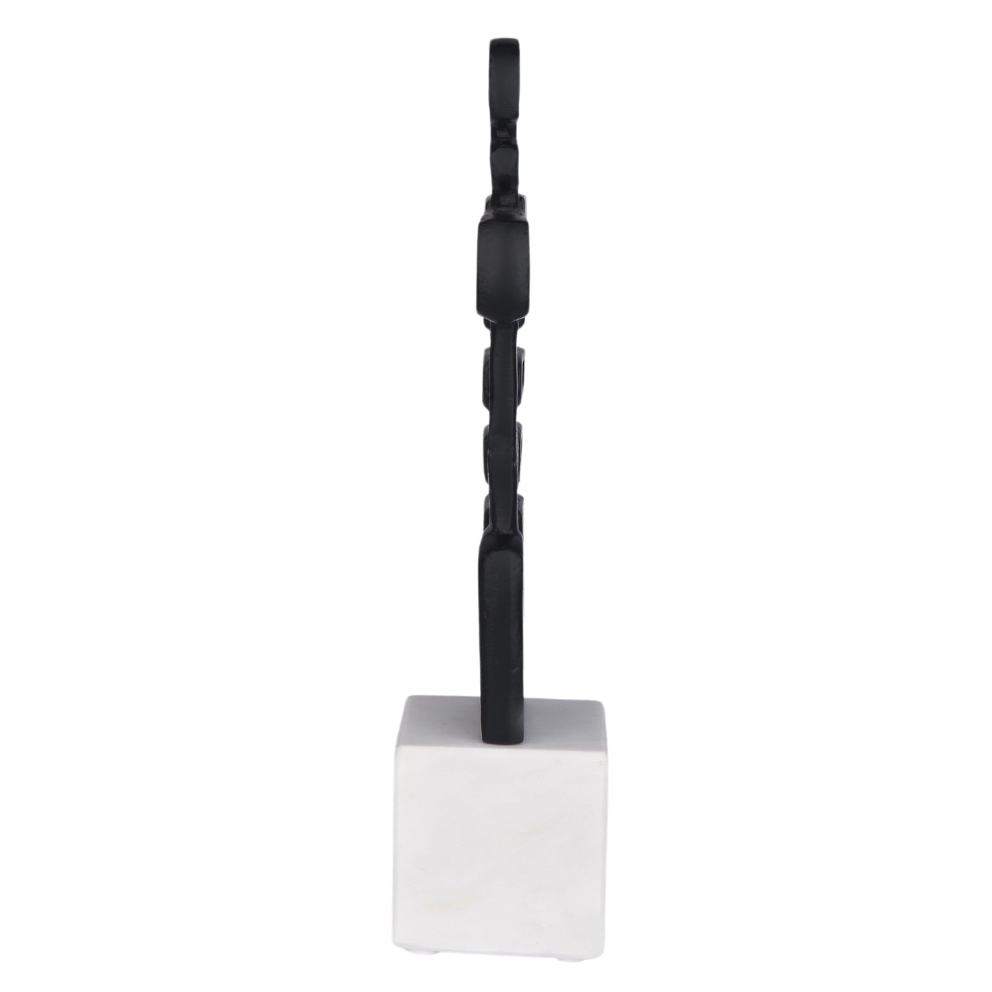 Cruiser’s Caché Abstract Geometric Sculpture, Artisan-Made Cast Aluminum with Black Anthracite Finish, Natural Marble Base, 13"
