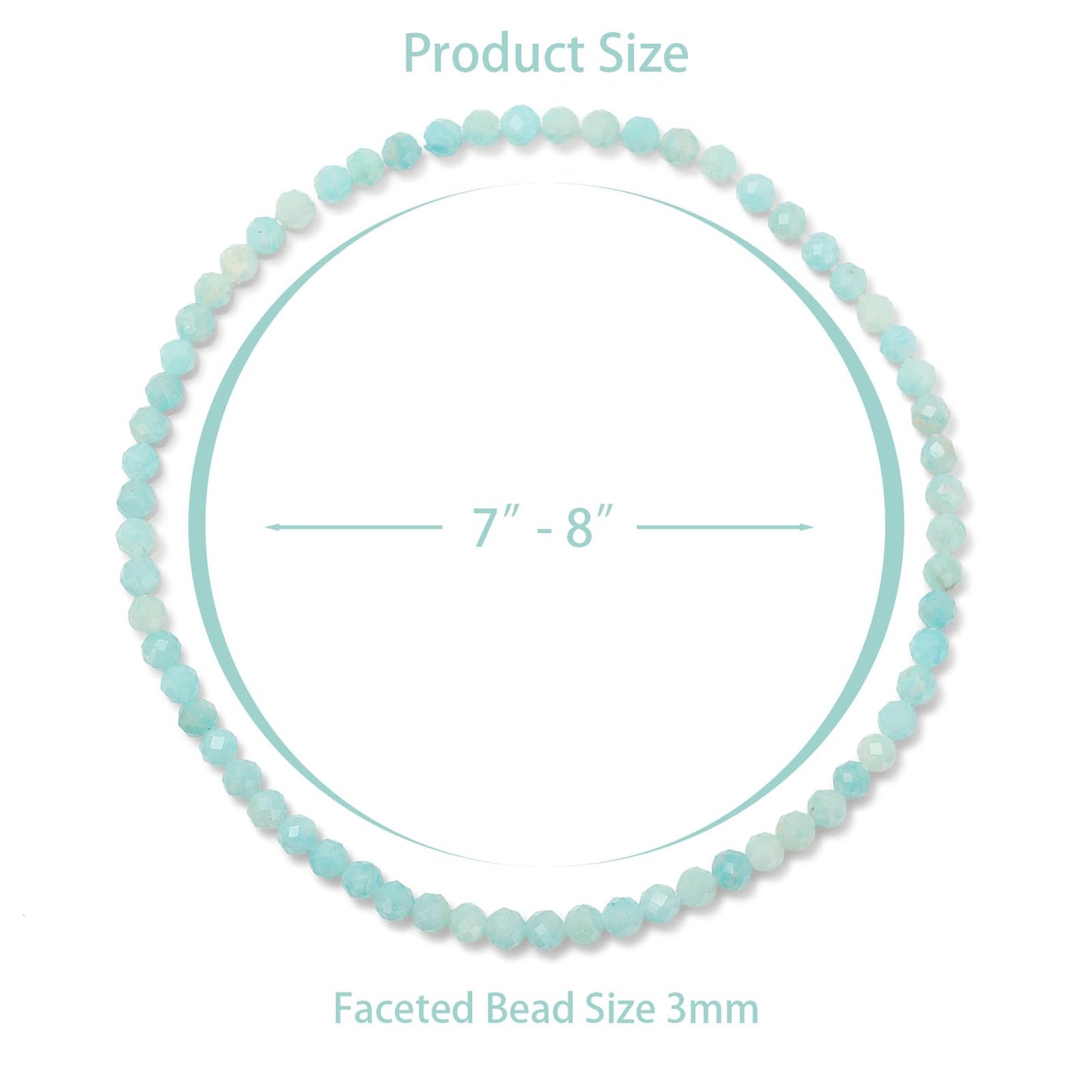Bolinailo Healing Crystal Bracelet Amazonite Faceted Beaded Bracelets for Women Men 3mm Natural Stone Adjustable Handmade Stretch Bracelet Reiki Spiritual Jewelry Fashion Gifts