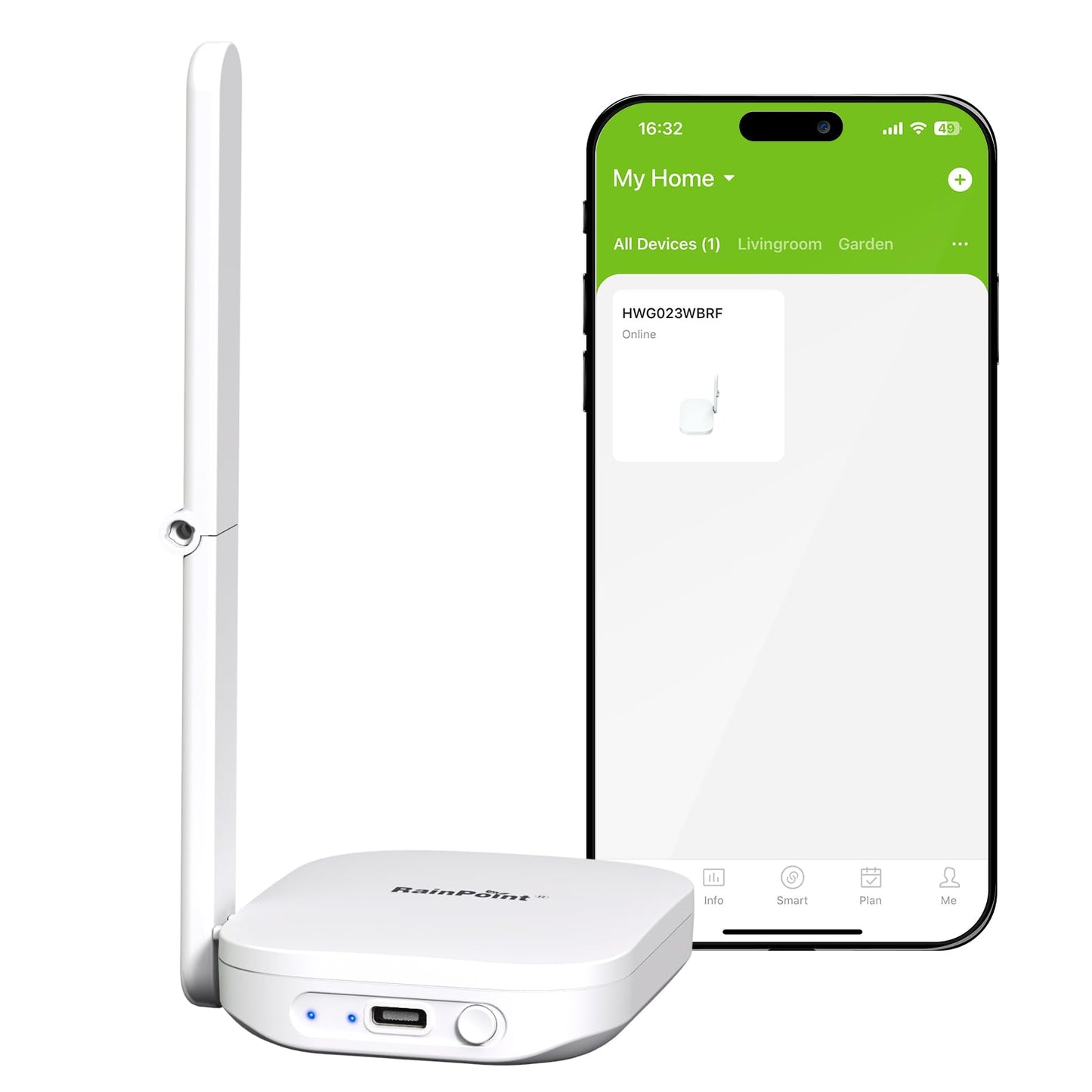 RAINPOINT Antenna Gateway for WiFi Water Timer, Sprinkler Controller, Smart Hose Timer Valve, Drip Irrigation for Garden, Lawn, and Yard
