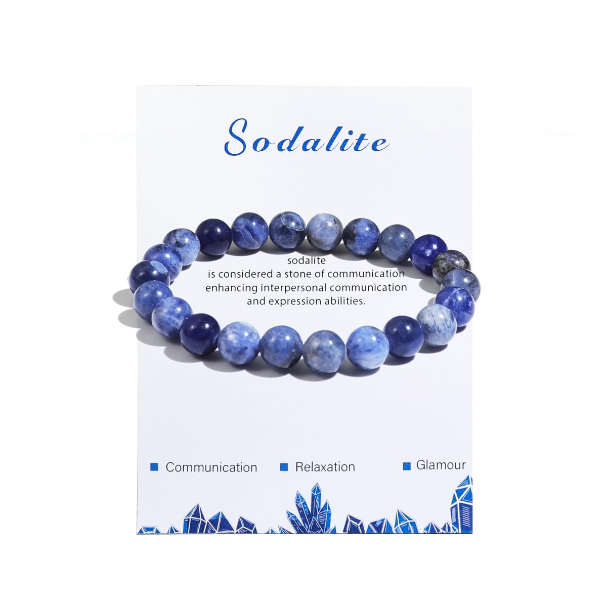 Pingyongchang Healing Crystal Stone Bracelets for Women Men Stress Relief Anxiety Yoga Semi-Precious Bracelets birthday Gifts-Sodalite