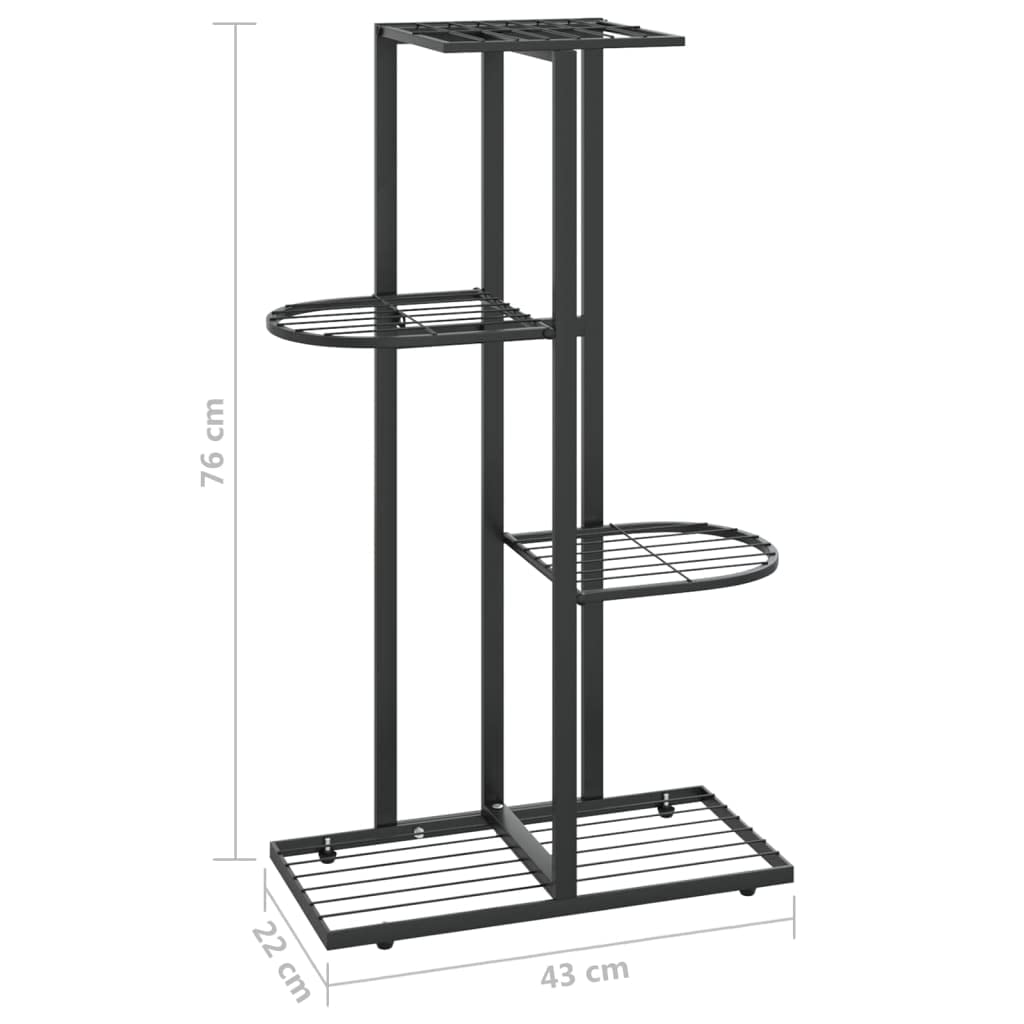 Qnhdfrt 4 Tier Black Metal Plant Stand Indoor Outdoor for Plants Flowers Decor Rectangular Powder Coated Steel Space Saving Shelf, for Living Room Balcony Garden Patio