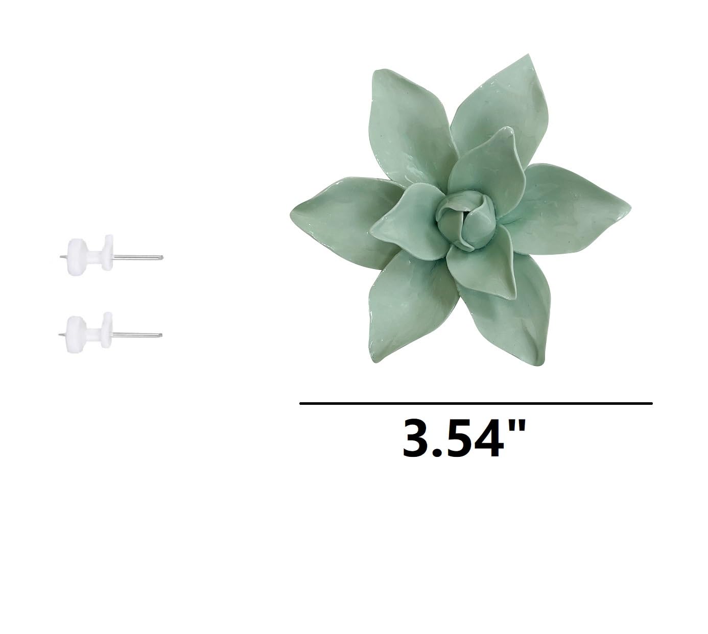 Magnolia, 3.54" Ceramic Flower Wall Art, 3D Wall Hanging Decor,Artificial Flower Wall Sculpture,Handcrafted 3D Hanging Porcelain Flowers, Porcelain Flower Wall Décor (Light Green)