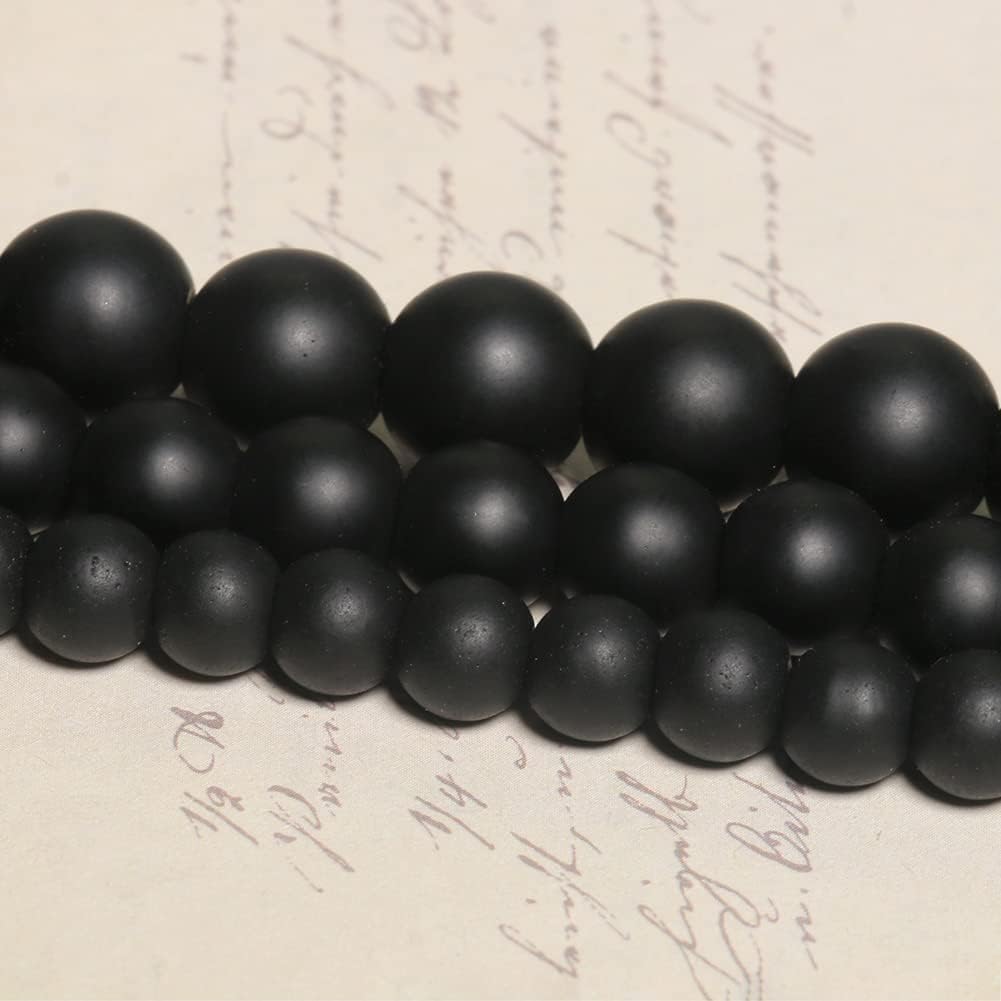 Yochus 60pcs Black Matte Onyx Agates Beads,6mm Healing Power Natural Stone Round Loose Beads for Jewelry Making Earring Necklace DIY Crafts