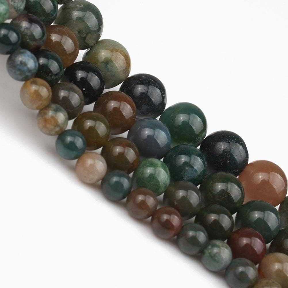 About 45pcs 8mm Natural Stone Beads Indian Agate Beads Energy Crystal Healing Power Gemstone for Jewelry Making, DIY Bracelet Necklace
