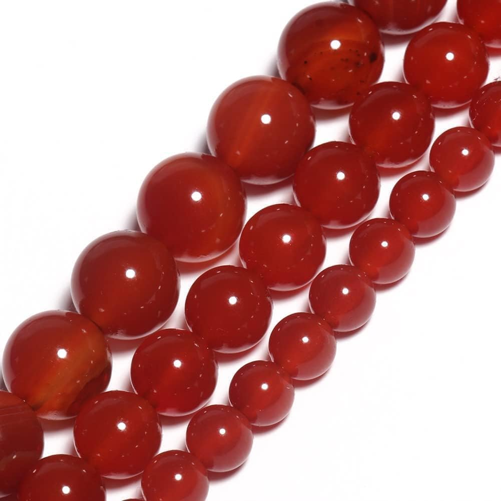 Yochus 60pcs Red Onyx Agate Beads,6mm Healing Power Natural Stone Round Loose Beads for Jewelry Making Earring Necklace DIY Crafts