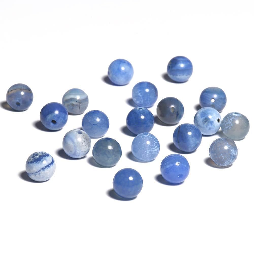 Yochus 45pcs Blue Fire Agate Stone Beads,8mm Healing Power Natural Stone Round Loose Beads for Jewelry Making Earring Necklace DIY Crafts