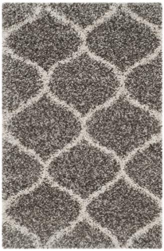 SAFAVIEH Hudson Shag Collection Accent Rug - 2'3" x 3'9", Grey & Ivory, Trellis Design, Non-Shedding & Easy Care, 2-inch Thick Ideal for High Traffic Areas in Entryway, Living Room, Bedroom (SGH280B)
