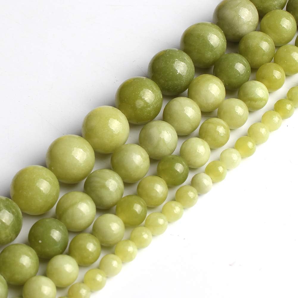 Yochus 45pcs Green China Jade Beads,8mm Natural Stone Round Loose Beads for Jewelry Making Earring Necklace DIY Crafts