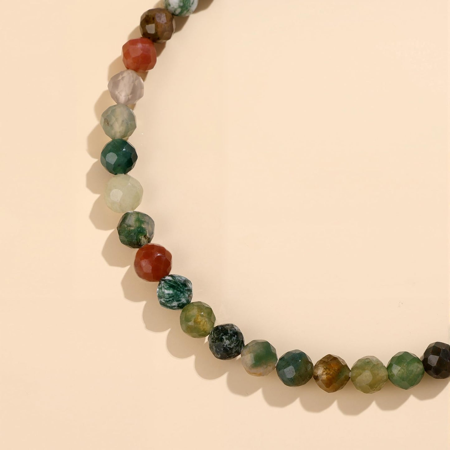 GolbalJew Natural Gemstone Beads Bracelets Healing Crystal Stone Beaded Bracelet for Women Men Handmade Spiritual Jewelry Gifts, 4mm Indian Agate Faceted Round Beads