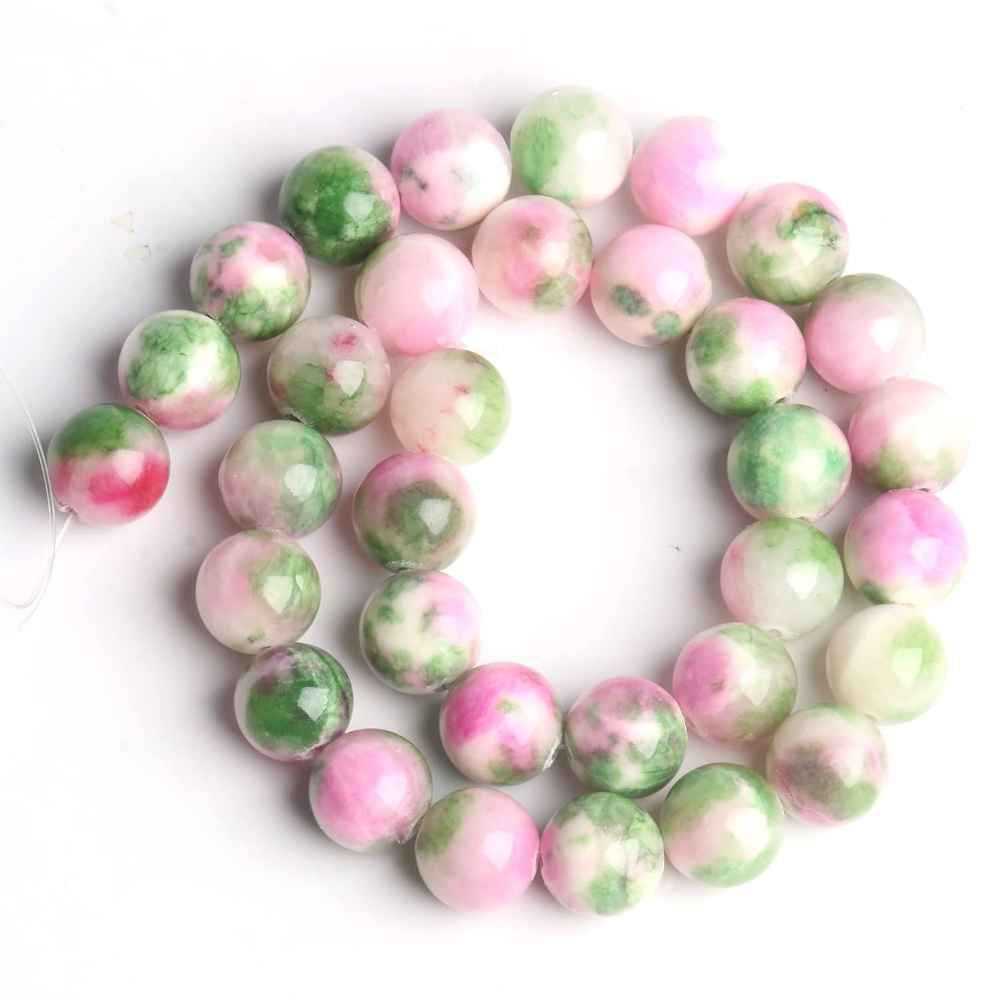 Yochus 60pcs 6mm Pink &Green Persian Jade Energy Healing Round Bulk Gemstone Beads for Jewelry Making Bracelet Necklace Earring DIY