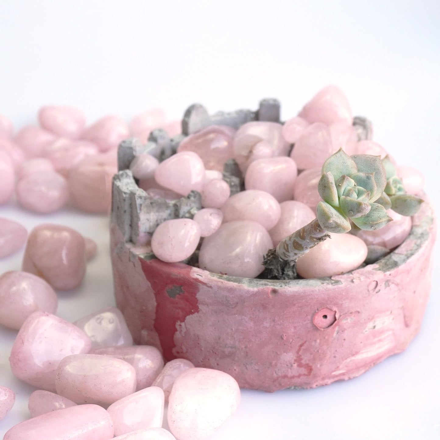 XMHOME 3 Pounds Rose Quartz Tumbled Stones - Pink Polished Crystals for Vase Filler, Love Energy, and Jewelry