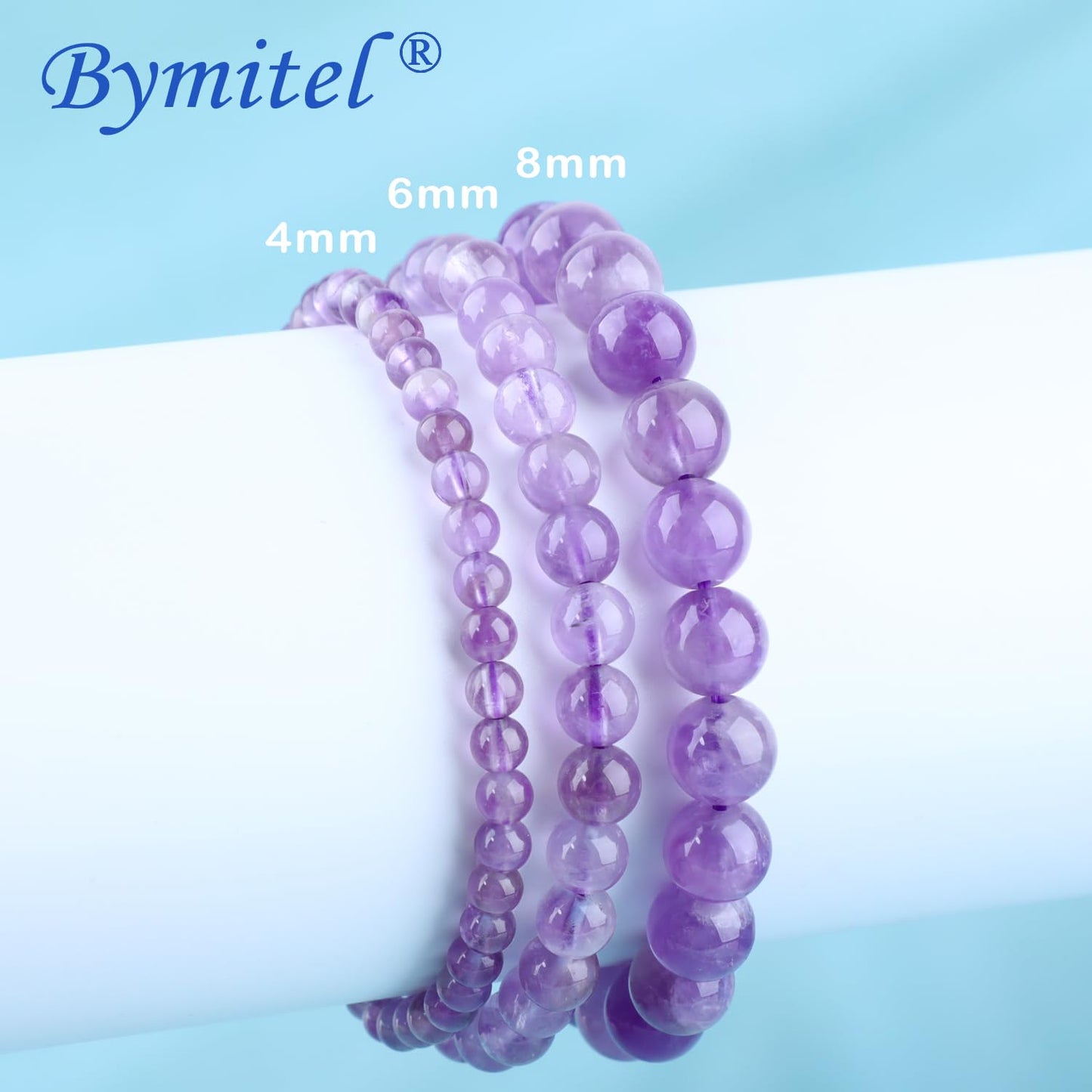 Bymitel 8mm Amethyst - Handmade Reiki Gemstone Stretch Bracelet, Natural Beauty & Spiritual Essence, Crystal Healing for Unisex Adults