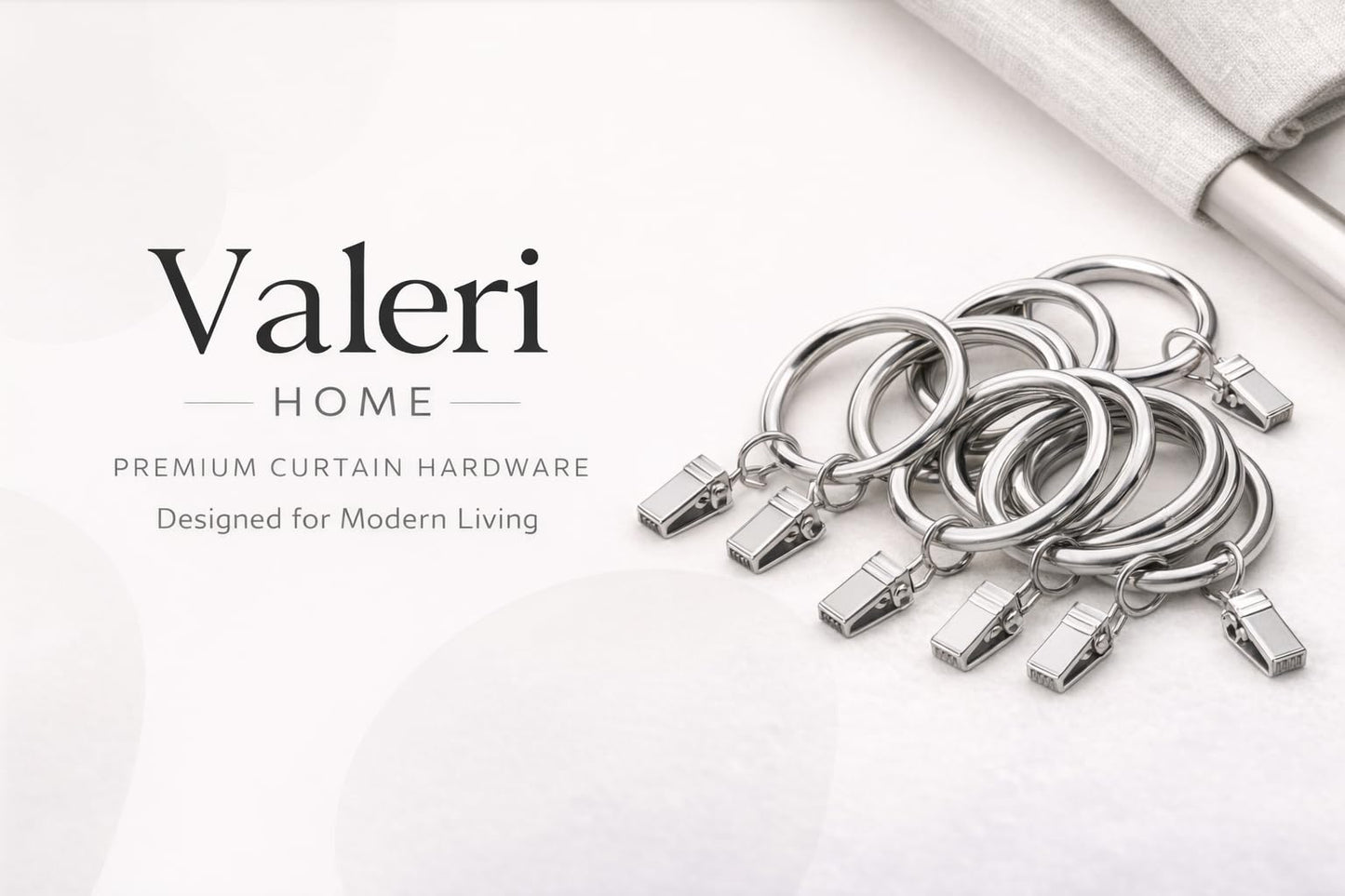 Valeri Home – Premium Curtain Rings, Matte Nickel Finish, 20-Pack
