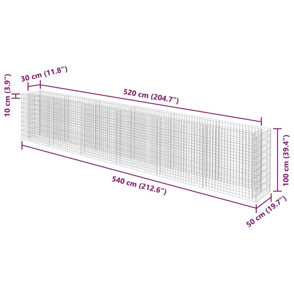 YNGBHFNOP Large Silver Galvanized Steel Gabion Raised Bed for Outdoor Garden, Heavy Duty 1400 lbs Capacity Modern Planter Box with Mesh Design for Patio, Backyard, and Landscaping