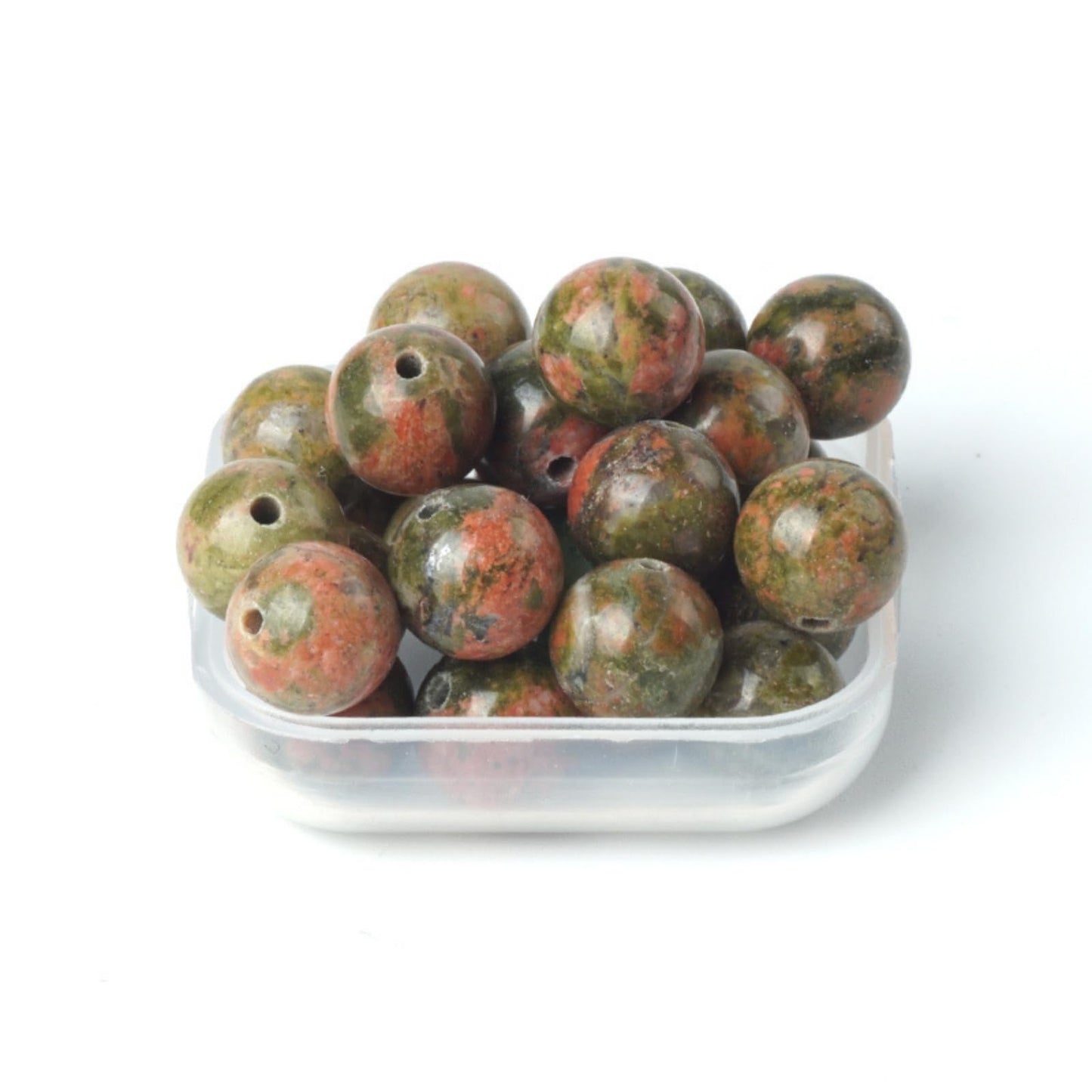 100Pcs Natural Stone 6mm Unakite Round Loose Gemstone Energy Healing Beads Hole Size 1mm DIY Smooth Beads for Bracelet Necklace Earrings Jewelry Making