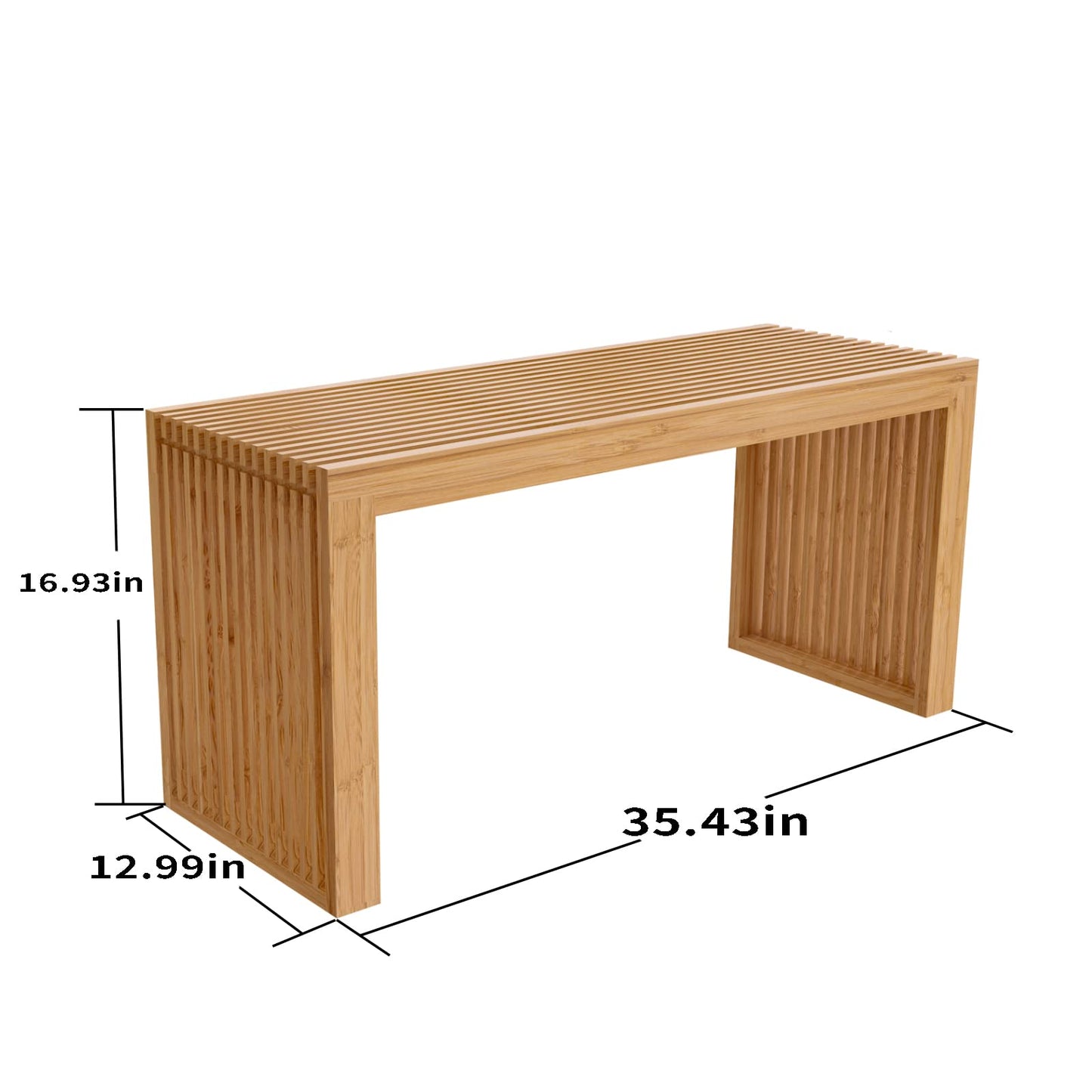 APRTAT Bamboo Dining Bench, 35 inch Farmhouse Decor Indoor Kitchen Table Bench, Entryway Shoe Rack Bench Solid Bamboo Benches for Living Room, Hallway, Bedroom, Bathroom