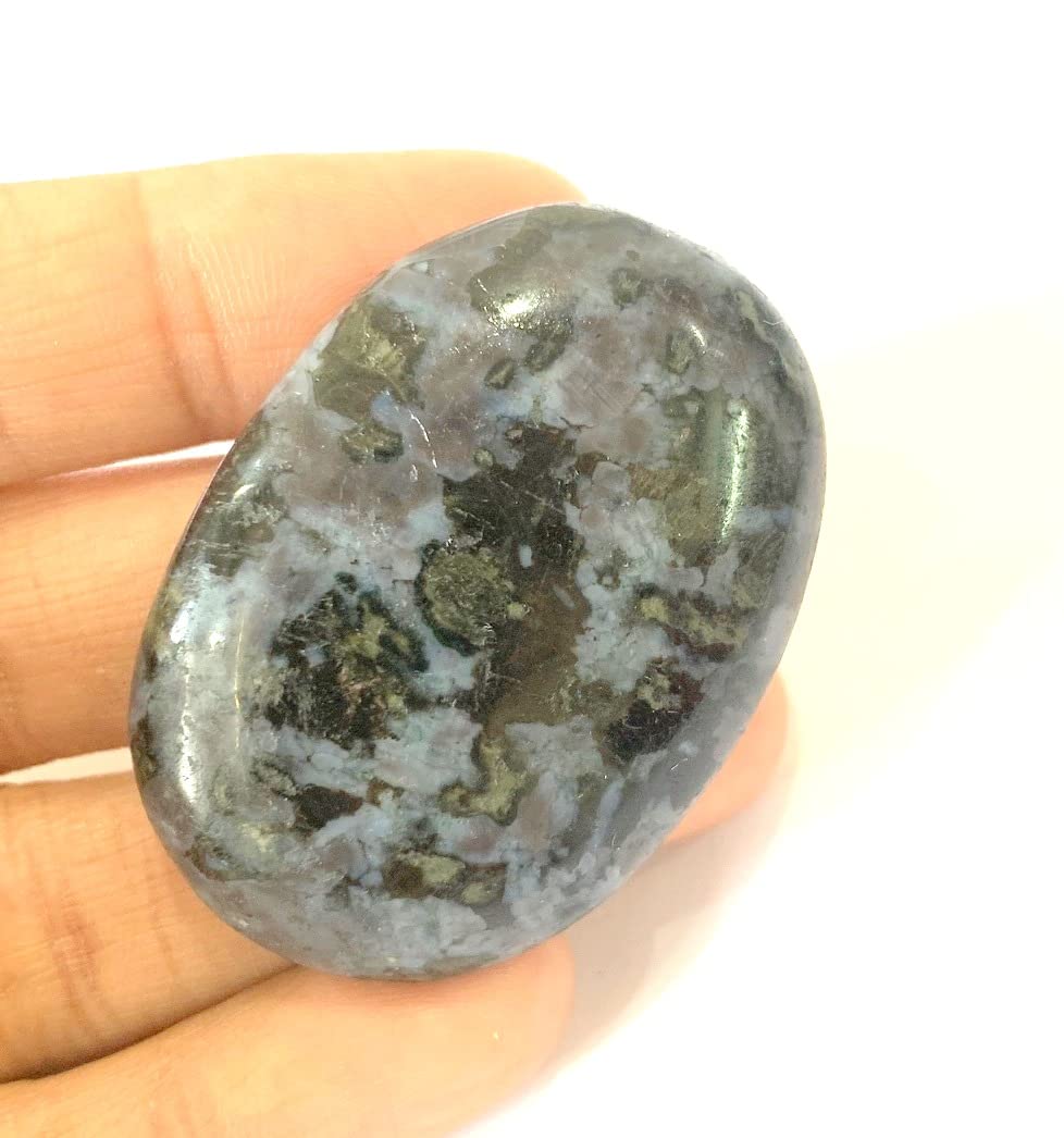 crystalmiracle Natural Mystic Merlinite Thumb Worry Stone Positive Energy Crystal Healing Thumb Stone for Metaphysical Powerful Health Wealth Reiki Protective Meditation Feng Shui Gifts for Men Women