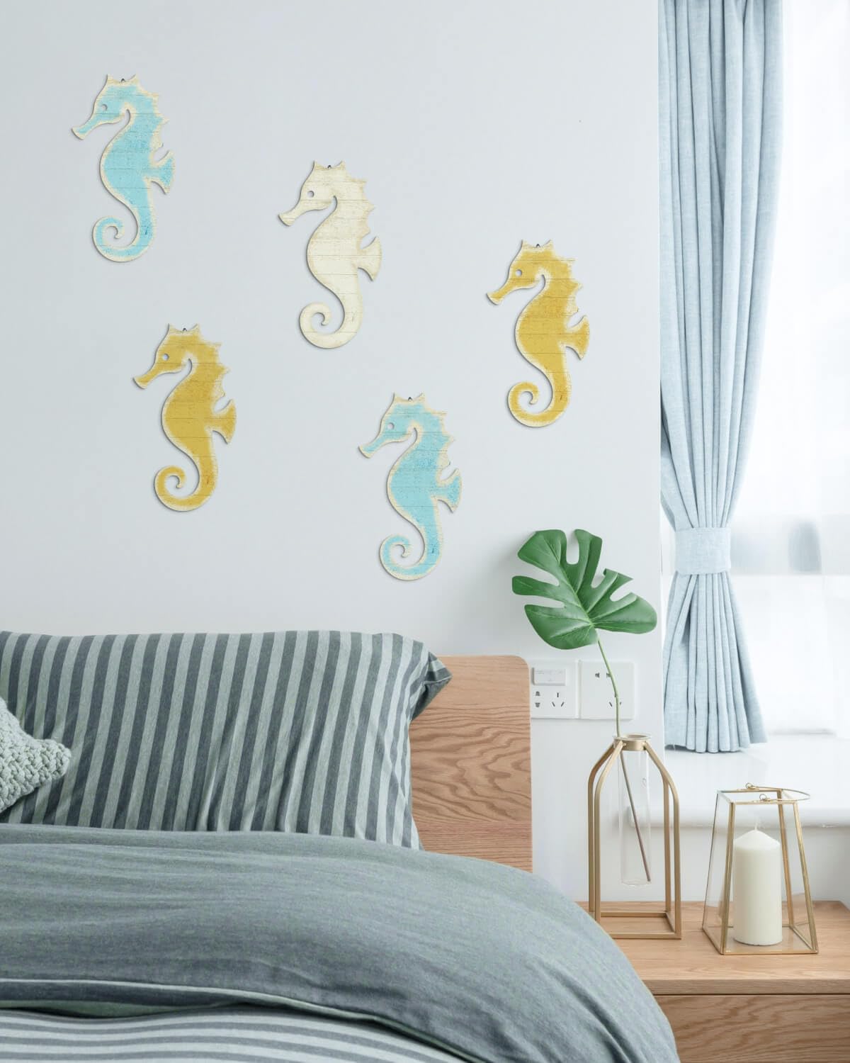 Putuo Decor 3-Piece Seahorse Wall Decor Set - Ocean Themed Wall Art for Bedroom, Living Room, Bathroom & Coastal Spaces